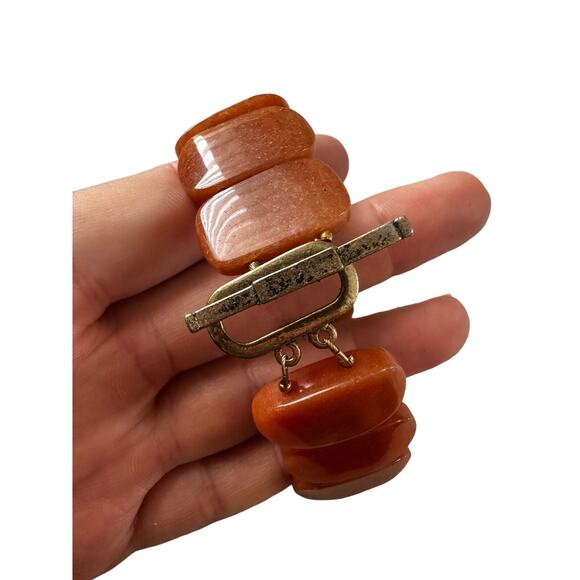 Peach Gemstone Bracelet Orange Calcite or Orange Aventurine - Picture 3 of 6